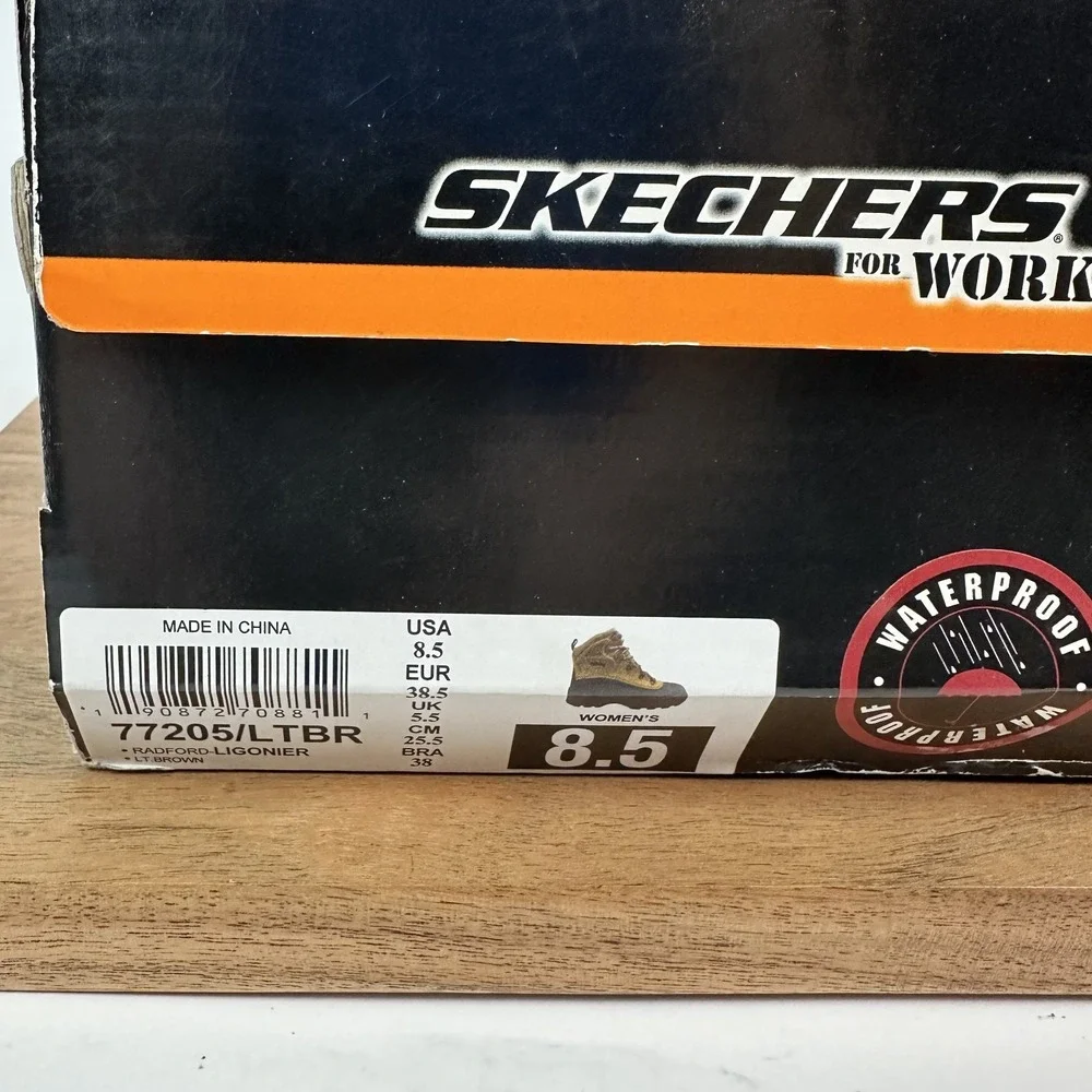 New Womens Skechers For Work Radford Waterproof Brown Comp Toe Boots Size‎ 8.5